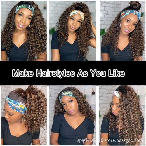 highlight color piano P4/27 headband wig silky Cuticle Aligned Brazilian Human Hair wig for black woman